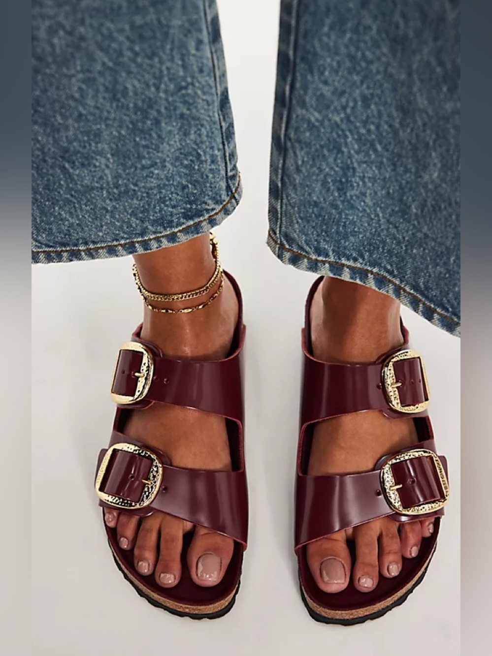 Birkenstock Arizona maroon leather sandals 41